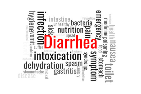 Illustration in the form of a cloud of words related to the Diarrhea.のイラスト素材
