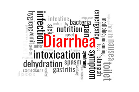 Illustration in the form of a cloud of words related to the Diarrhea.のイラスト素材