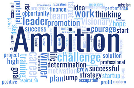 Illustration in the form of a cloud of words related to the Ambition.のイラスト素材