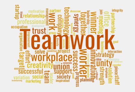 Illustration in the form of a cloud of words related to the Teamwork.のイラスト素材