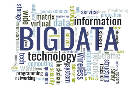 Illustration in the form of a cloud of words related to a big data.のイラスト素材