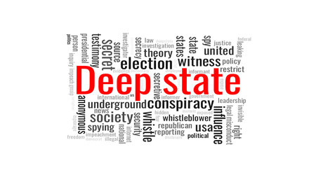 Illustration in the form of a cloud of words related to the Deep State.のイラスト素材
