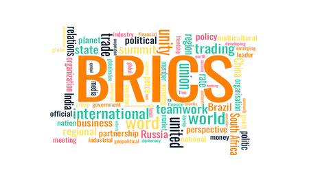 Illustration in the form of a cloud of words related to a BRICS.のイラスト素材