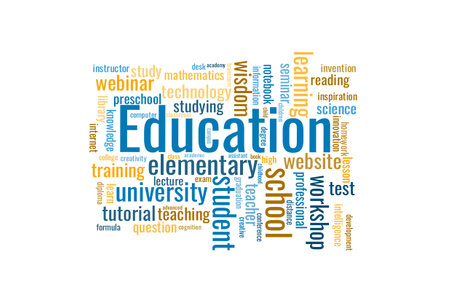 Illustration in the form of a cloud of words related to a Education.のイラスト素材