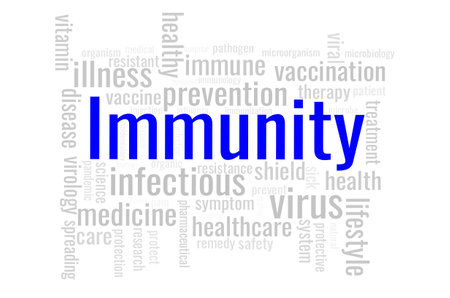 Illustration in the form of a cloud of words related to a Immunity.のイラスト素材