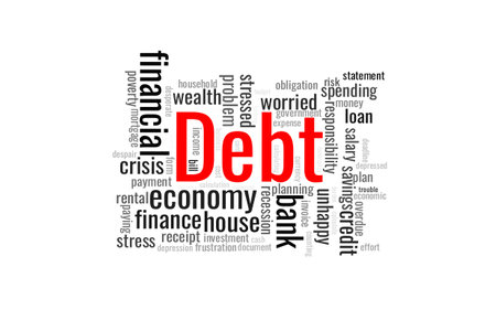 Illustration in the form of a cloud of words related to a Debt.のイラスト素材