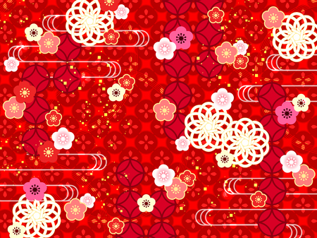 Japanese pattern plum blossom flower backgroundのイラスト素材