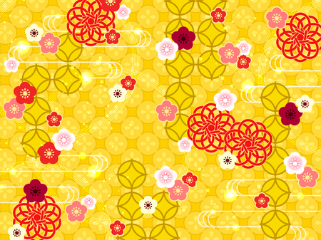 Japanese pattern plum blossom flower backgroundのイラスト素材