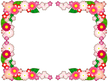 Spring Flower illustration frames, Primula, verbenaのイラスト素材