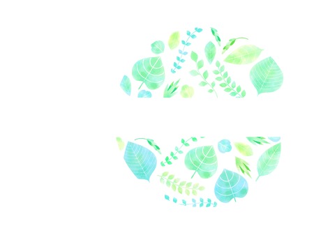Plant illustration frames, watercolor style, various leavesのイラスト素材