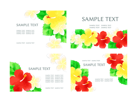 Hibiscus and Frangipani illustration background watercolor styleのイラスト素材