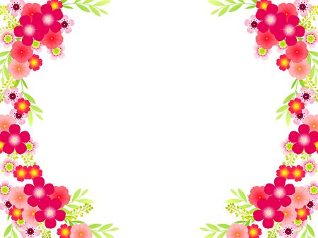 Summer flower frame, rosy Periwinkle, wax flowerのイラスト素材