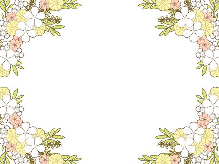 Summer Flower Frame, rosy Periwinkle, Wax flowerのイラスト素材