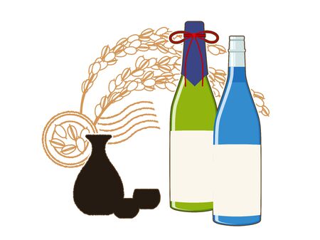 Japanese sake illustration, sake bottleのイラスト素材