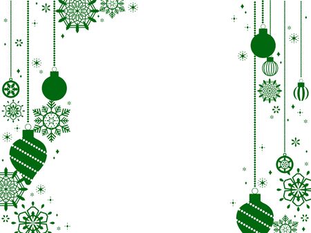 Snow and Christmas ornament illustration background, simple, Christmas card style, vector materialのイラスト素材