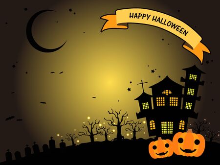 Halloween illustration background, comical and cute, vector materialのイラスト素材