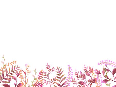 Autumn-colored plant illustration cardのイラスト素材