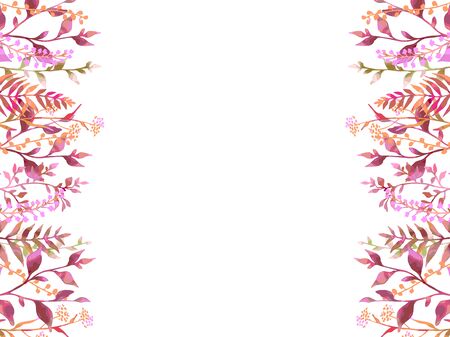 Autumn-colored plant illustration cardのイラスト素材