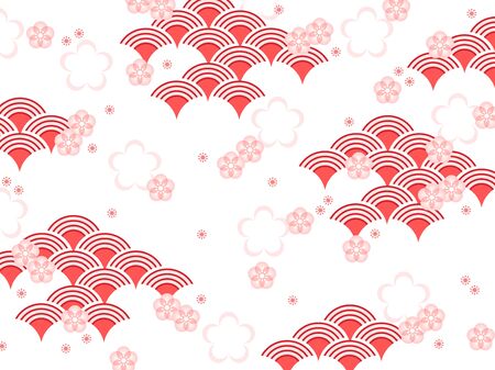 Cute Japanese-style pattern background materialのイラスト素材