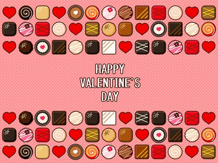 Chocolate and Heart Illustration Backgroundのイラスト素材