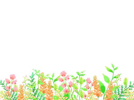 Flowers and green illustration backgroundのイラスト素材