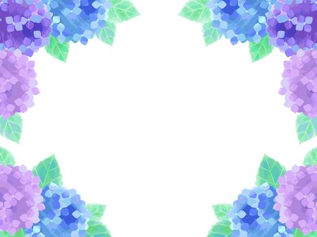 Hydrangea illustration background, watercolor, blue and purple flowersのイラスト素材