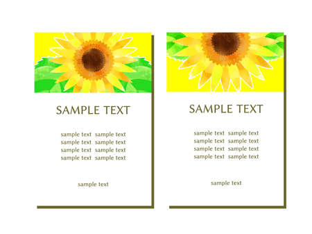 Postcard set with sunflower illustrationsのイラスト素材