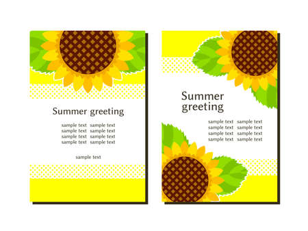 Postcard set with sunflower illustrationsのイラスト素材