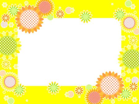 Colorful sunflower illustration frameのイラスト素材