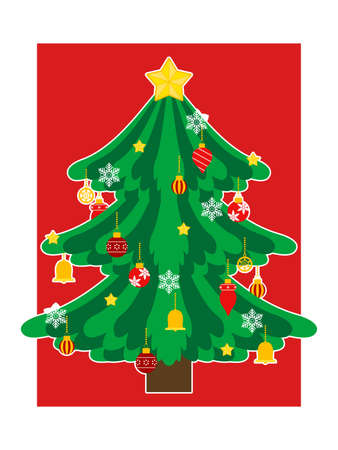 Christmas Tree Illustration Cardのイラスト素材