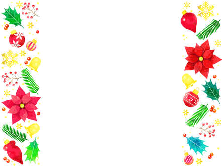 Christmas motif illustration background, watercolor styleのイラスト素材