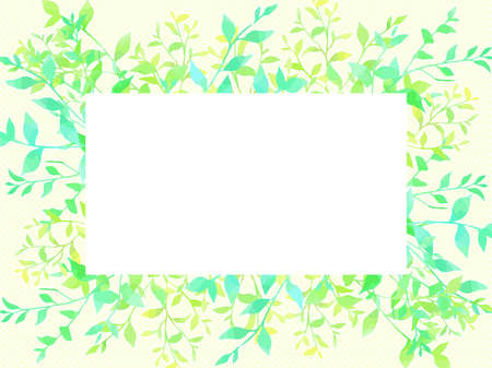 Watercolor style green illustration frameのイラスト素材