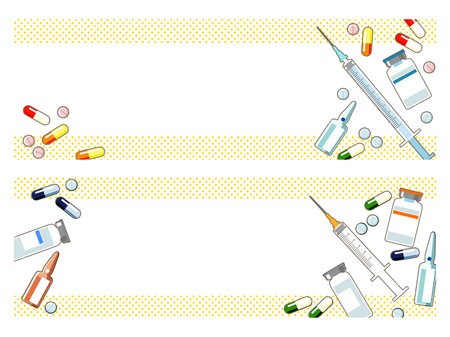 Syringe and Medicine Illustration Bannerのイラスト素材