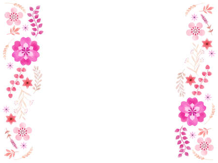 Autumn colored flowers and plant frameのイラスト素材
