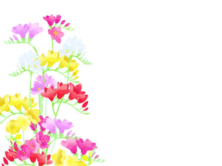 Colorful Freesia Illustration Frameのイラスト素材