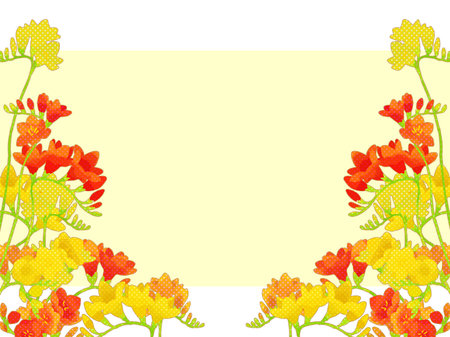 Colorful Freesia Illustration Frameのイラスト素材