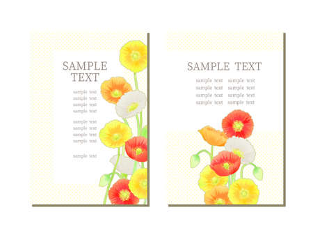 Colorful poppy illustration frame, hand drawnのイラスト素材