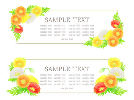 Colorful poppy illustration frame, hand drawnのイラスト素材