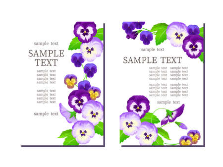 Hand-drawn illustrations, frames of pansies and violasのイラスト素材