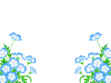 Hand-drawn illustrations, nemophila, plant framesのイラスト素材