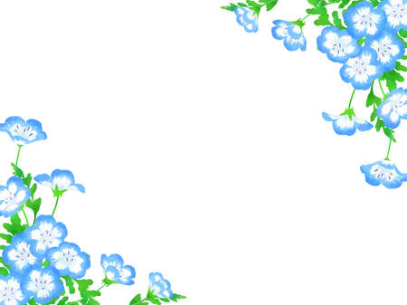 Hand-drawn illustrations, nemophila, plant framesのイラスト素材
