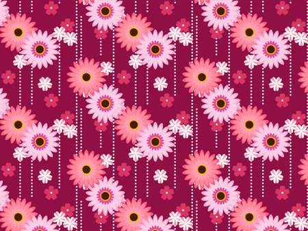 Floral pattern background, verbena and African daisyのイラスト素材