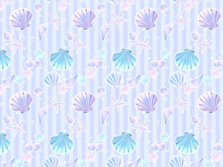 Hand-drawn illustration patterns, images of the sea, various shellfishのイラスト素材