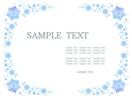 Snowflake illustration frame, beautiful gradient color in watercolor styleのイラスト素材