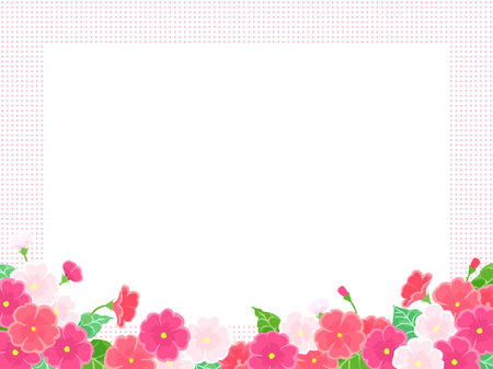 Flower frame background with pink and white flowers. Vector illustration.のイラスト素材