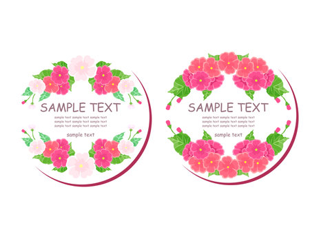 Cute pink flowers wreath on white background. Vector illustration.のイラスト素材