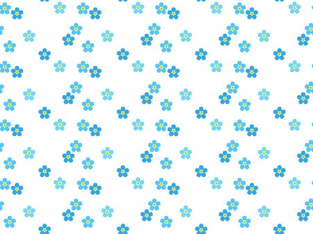 Seamless pattern with blue forget-me-not flowers on white background.のイラスト素材