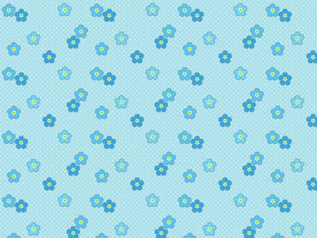 Seamless pattern with forget-me-not flowers on blue backgroundのイラスト素材