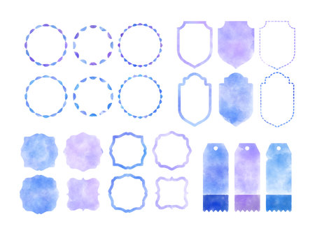 Set of watercolor frames and labels for your design. Vector illustration.のイラスト素材