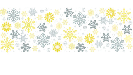 Snowflakes seamless border on white background. Vector illustration for your design.のイラスト素材